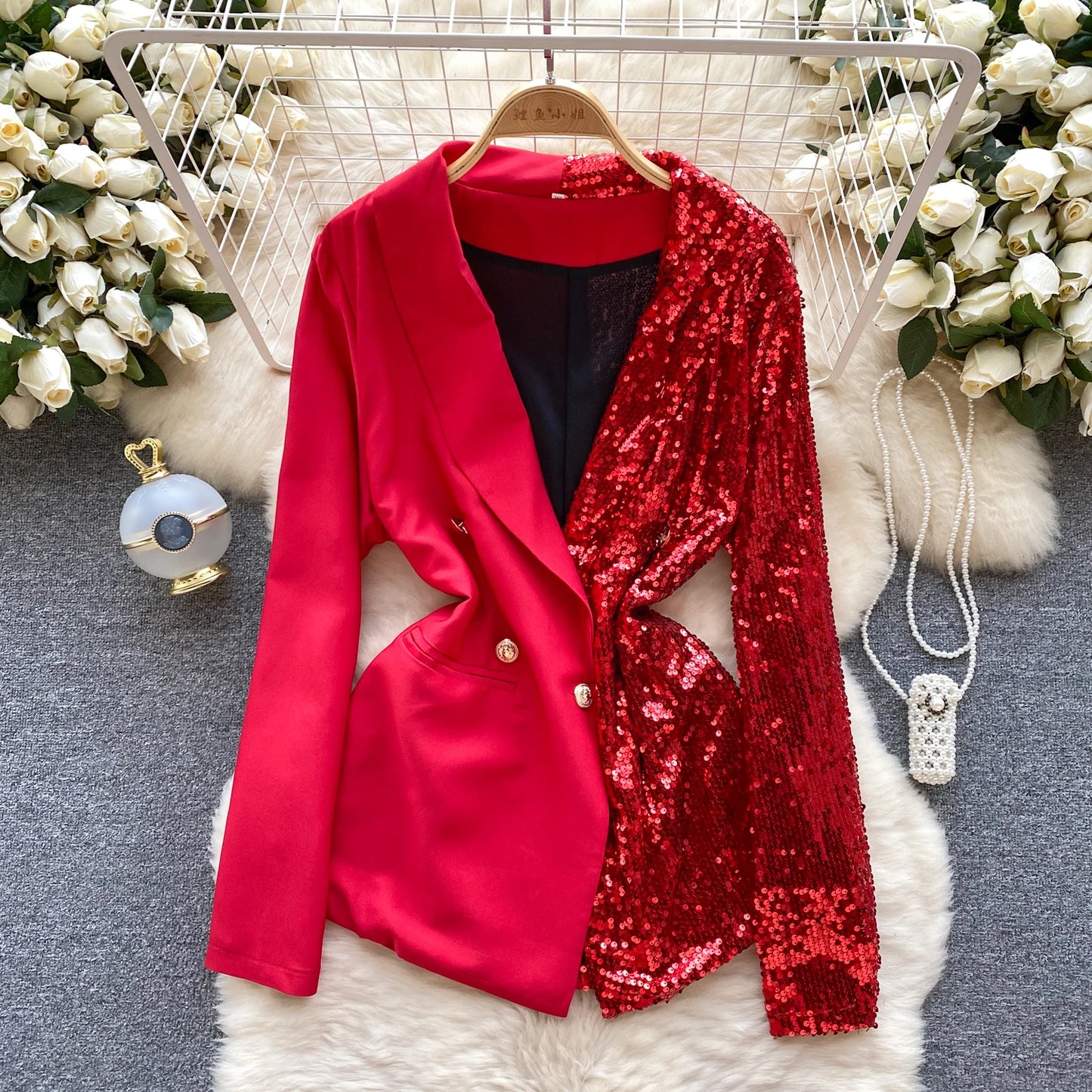 Party Sequined Patchwork Blazer