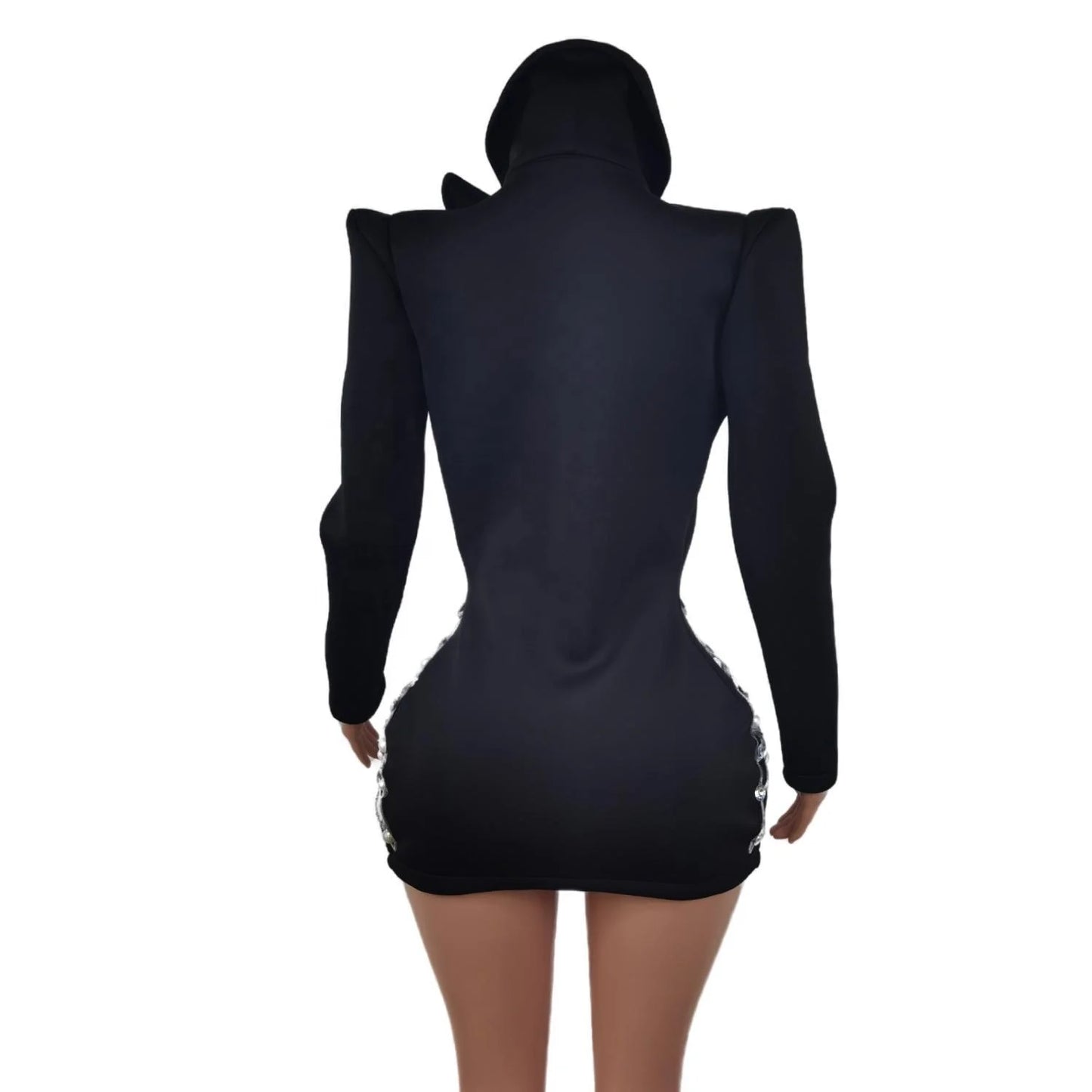 Sexy Black v Long Sleeve Evening Prom Stage Performance Wear Blazers Jackets Ladies Women Suit Coats Crystal Pearl Party Blazer