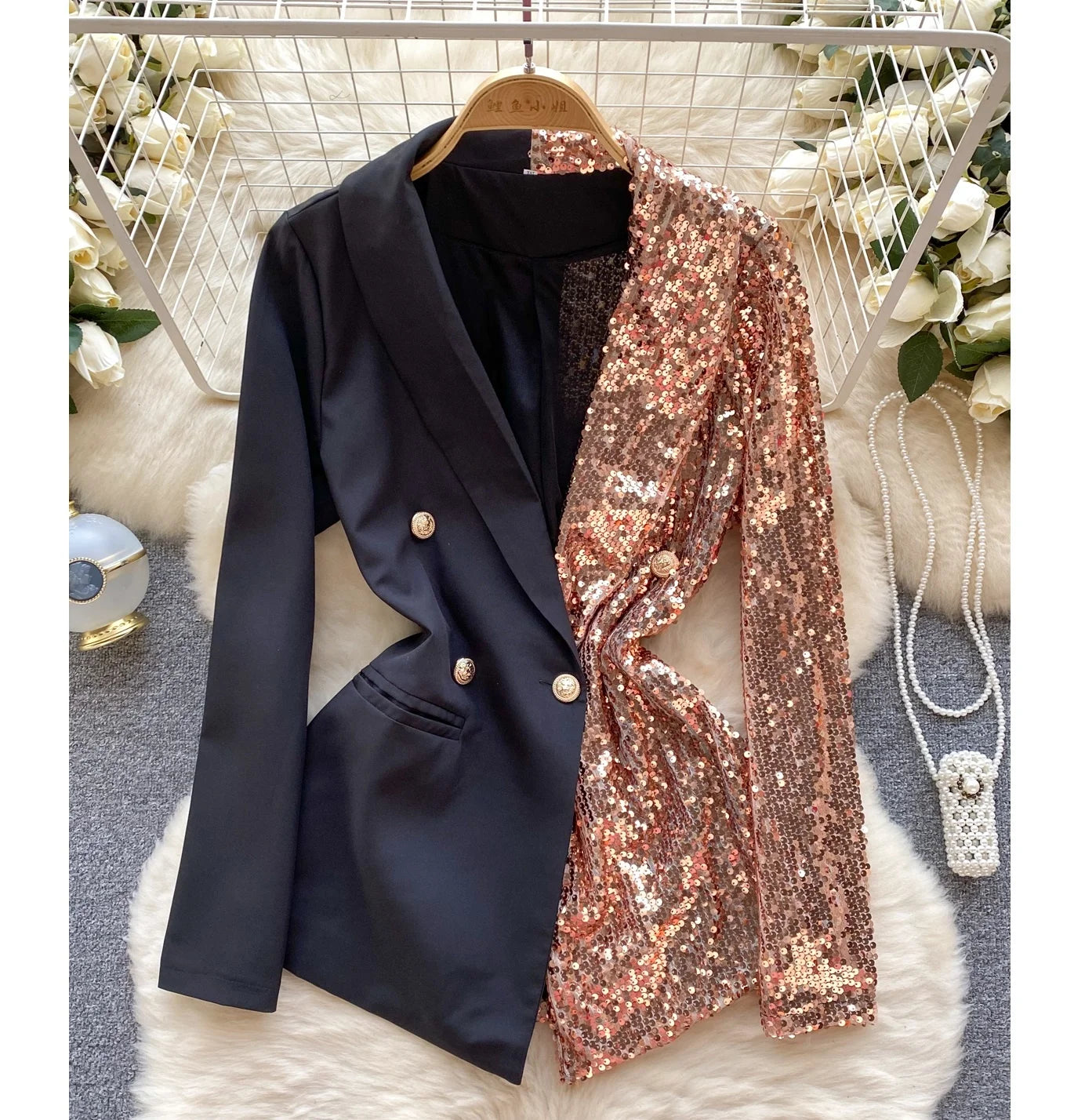 Party Sequined Patchwork Blazer
