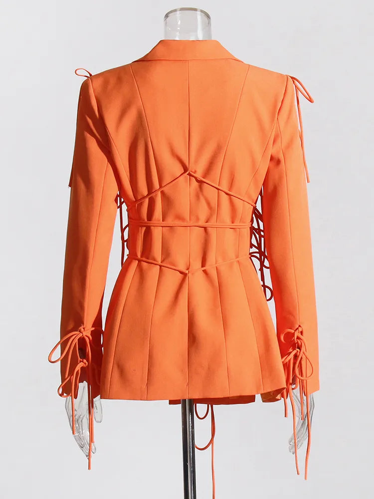 Bowknot Lace Up Blazer
