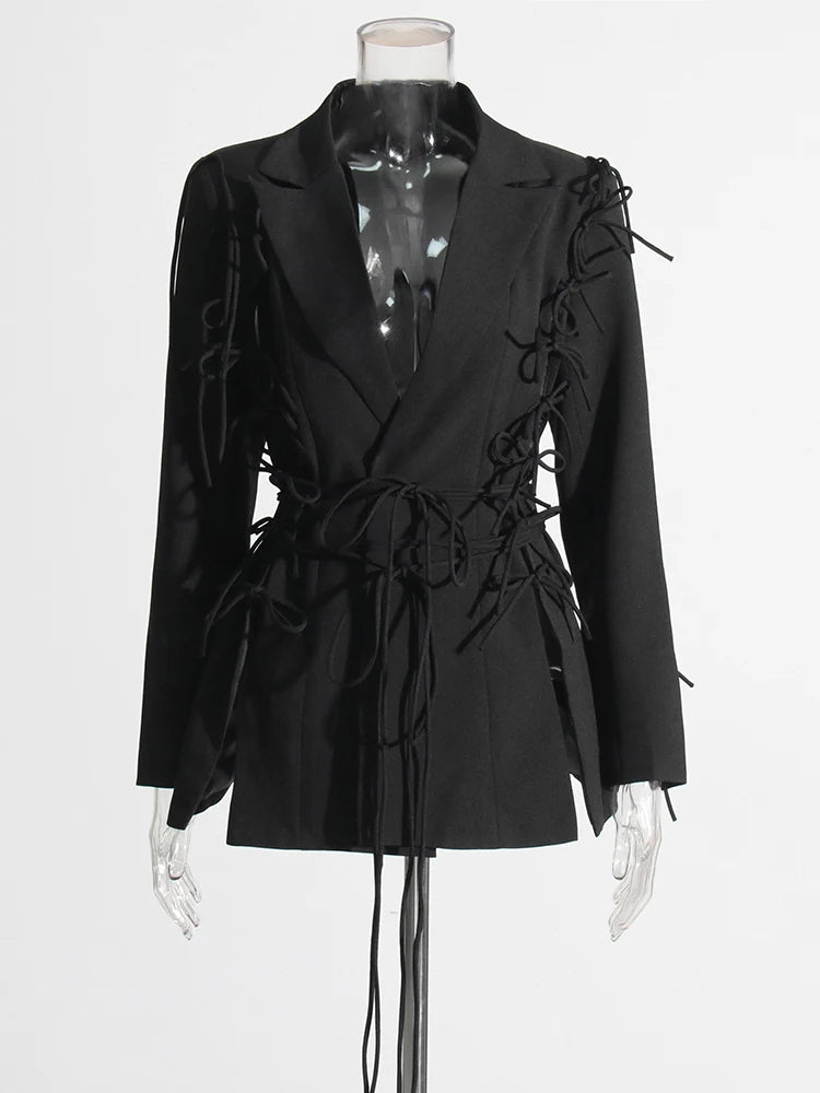 Bowknot Lace Up Blazer
