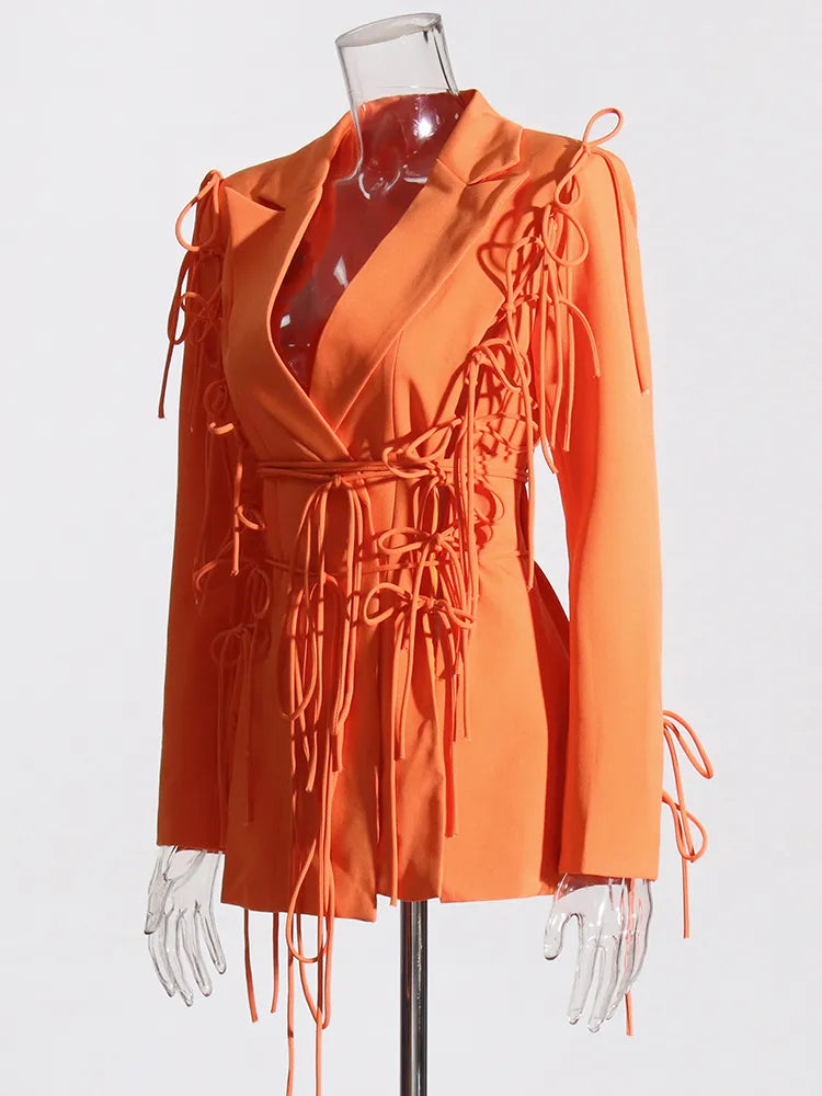 Bowknot Lace Up Blazer