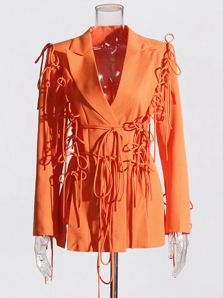 Bowknot Lace Up Blazer