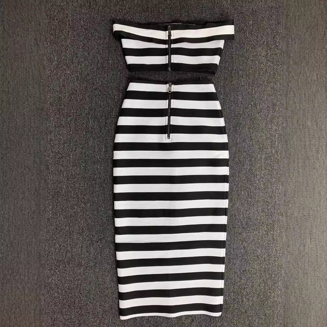 Ying Yang Shoulder-baring Two-piece Set