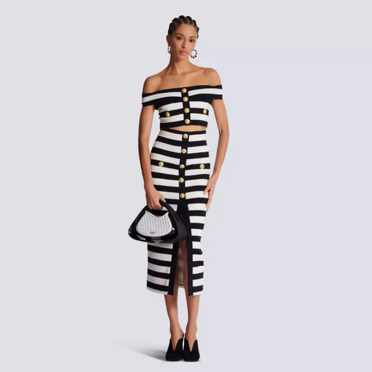 Ying Yang Shoulder-baring Two-piece Set