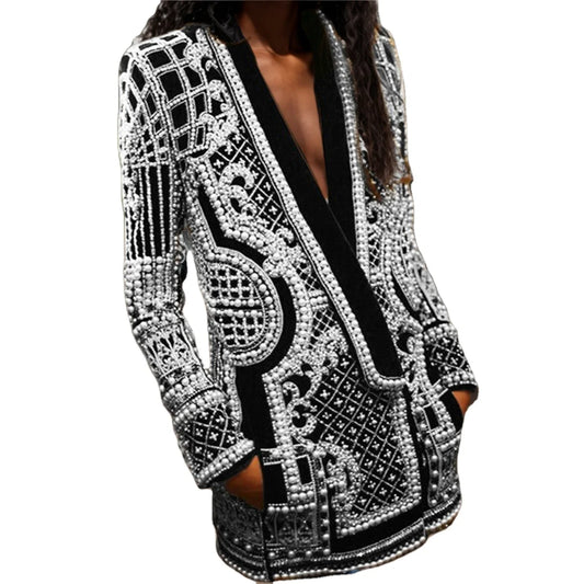 Office Beaded Decoration Blazer