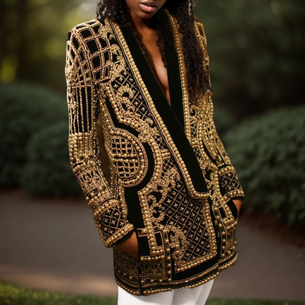 Office Beaded Decoration Blazer
