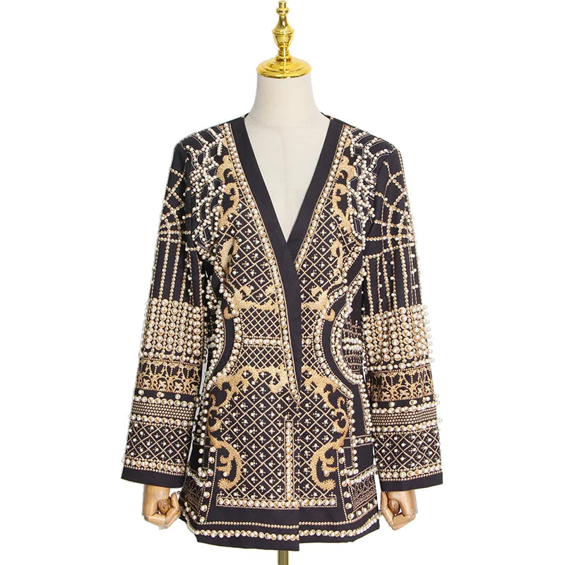 Office Beaded Decoration Blazer
