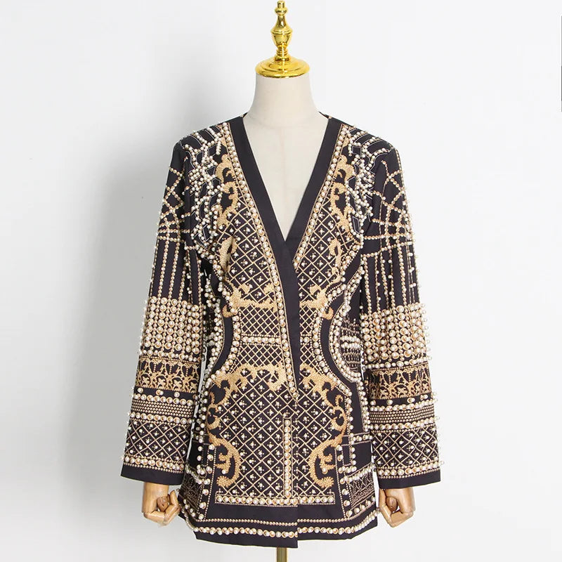 Office Beaded Decoration Blazer