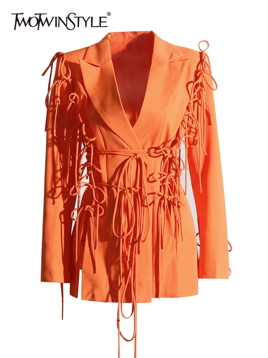 Bowknot Lace Up Blazer