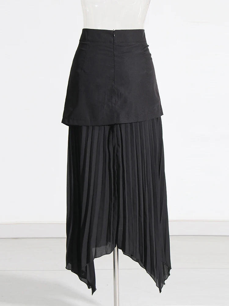 A Line Patchwork High Waisted Skirt