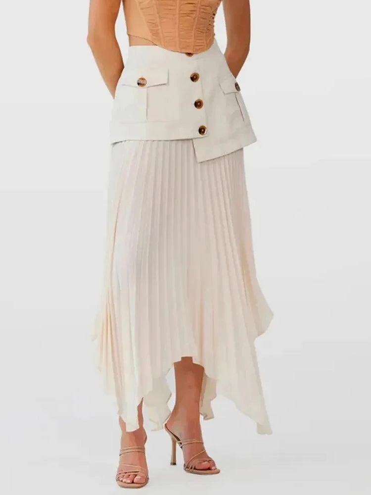 A Line Patchwork High Waisted Skirt
