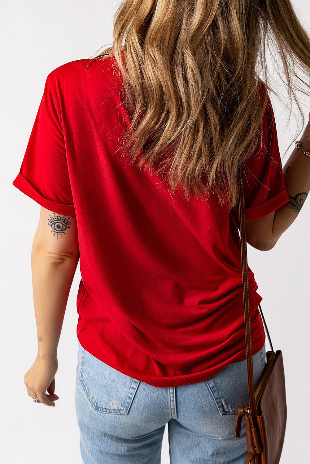 Heart Round Neck Short Sleeve T-Shirt